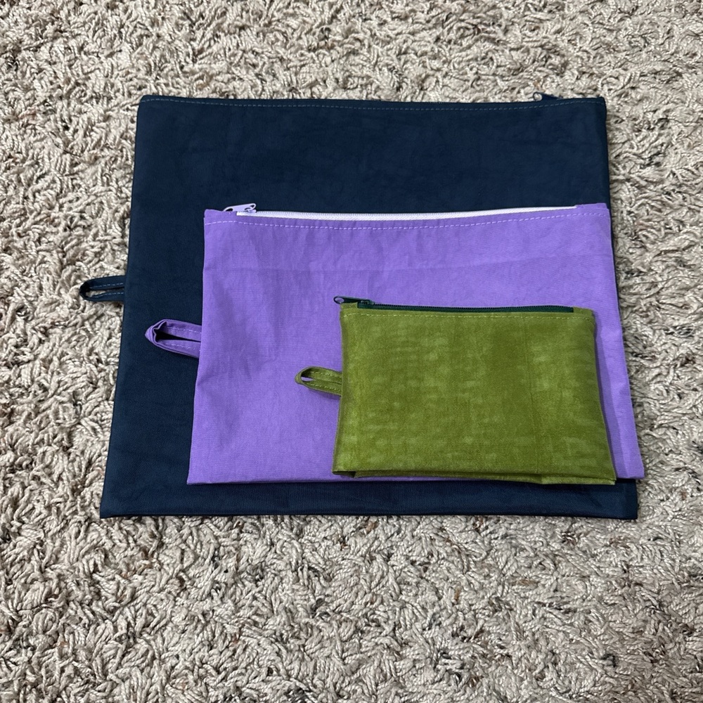 Handmade Nylon Go Pouch Set Solid Colored Set 3 for $25